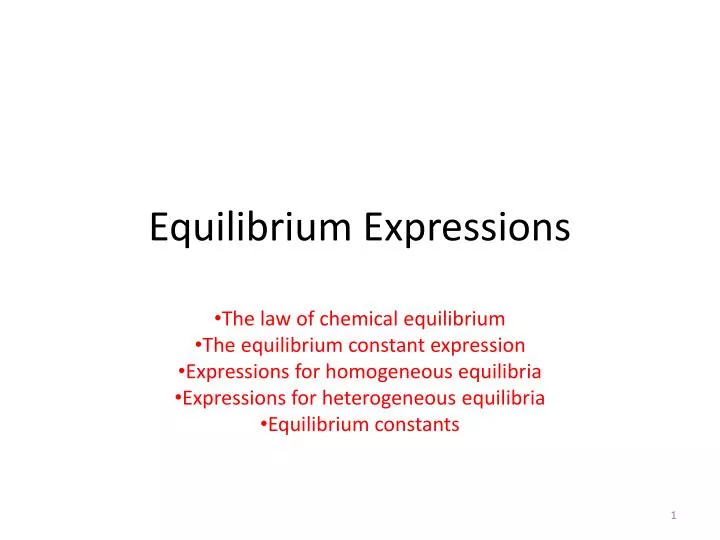 equilibrium expressions