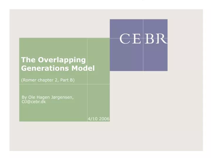the overlapping generations model romer chapter 2 part b