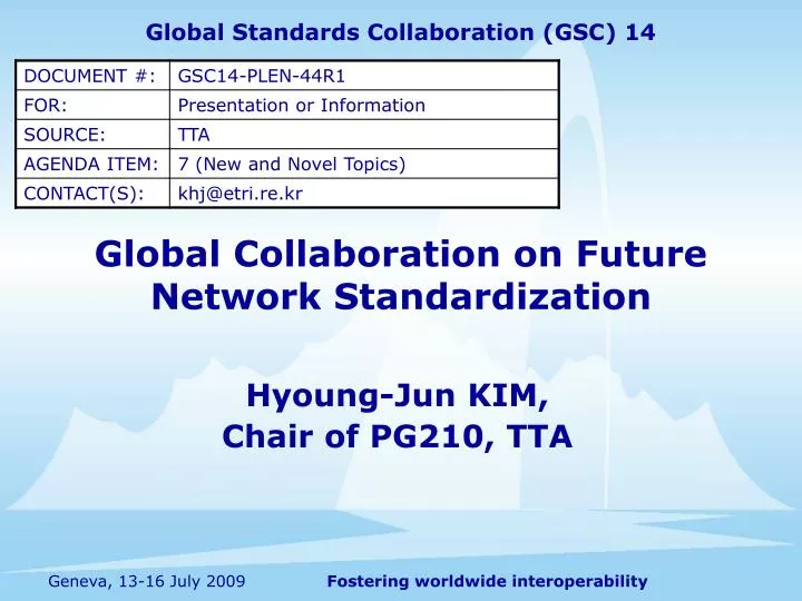 global collaboration on future network standardization