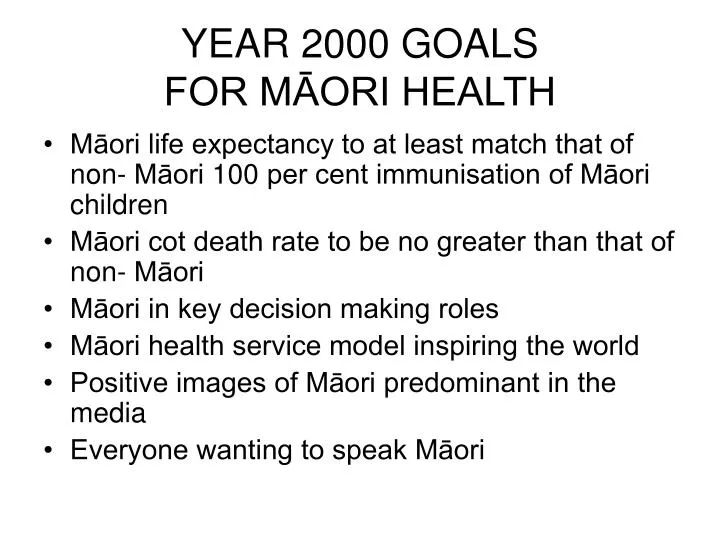 year 2000 goals for m ori health
