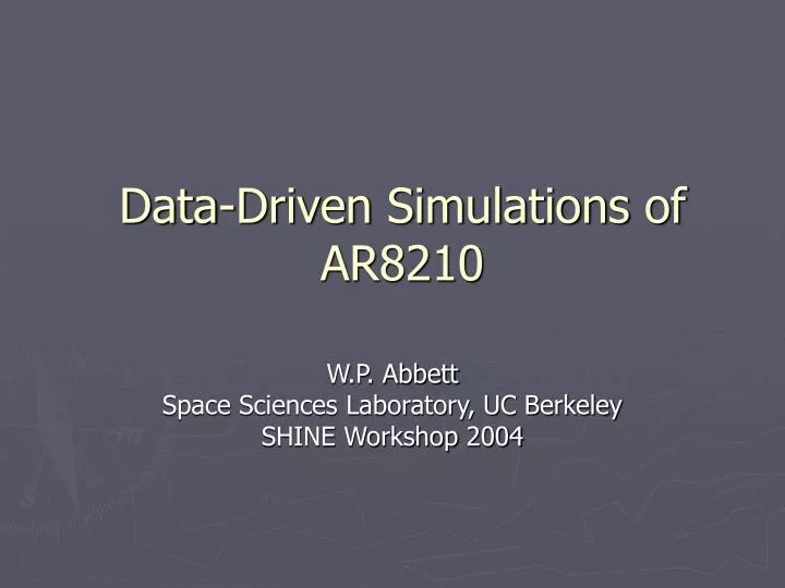 data driven simulations of ar8210