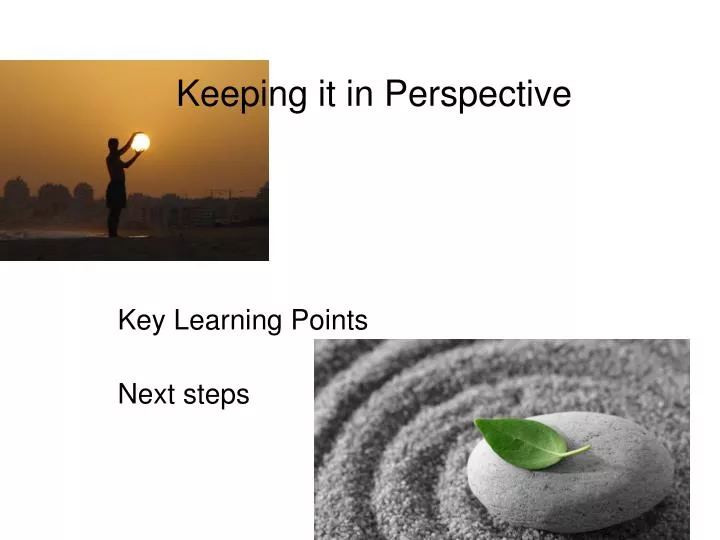 keeping it in perspective key learning points next steps