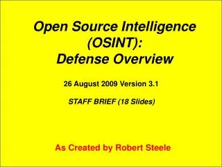Open Source Intelligence (OSINT): Defense Overview