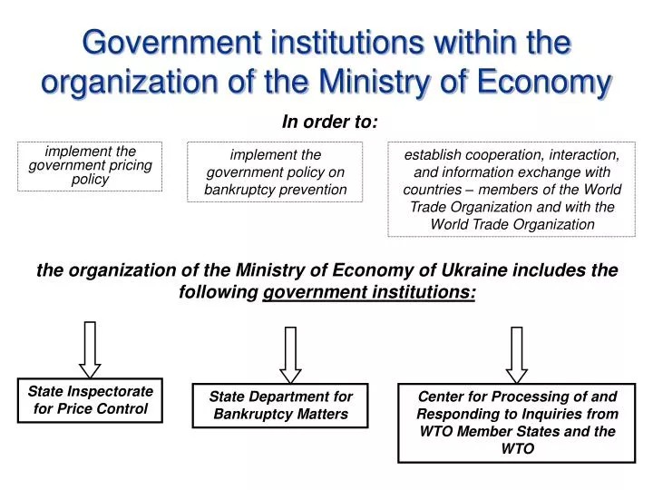 government institutions within the organization of the ministry of economy