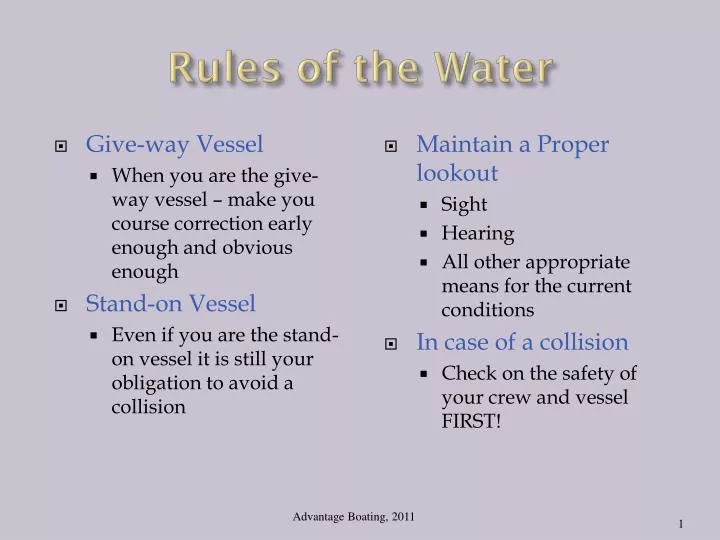 rules of the water