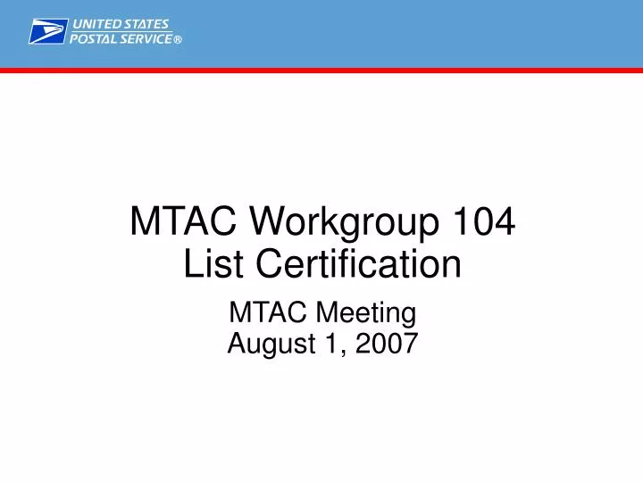 mtac workgroup 104 list certification