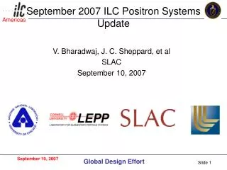 September 2007 ILC Positron Systems Update