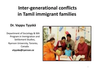 Inter-generational conflicts in Tamil immigrant families
