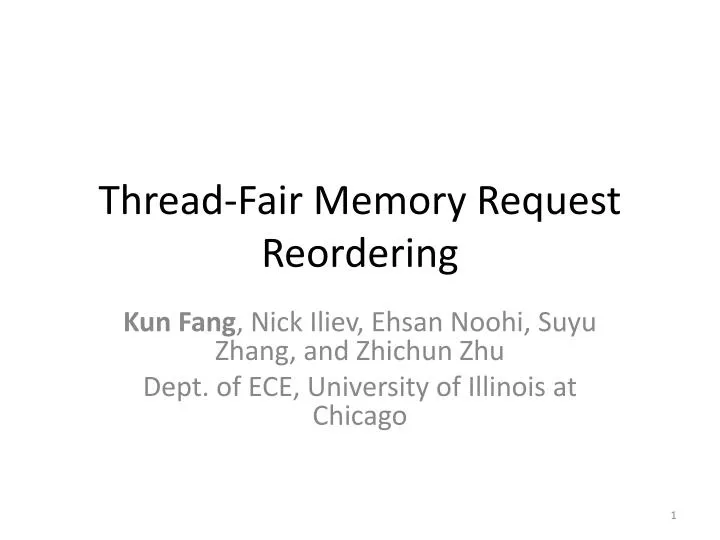 thread fair memory request reordering