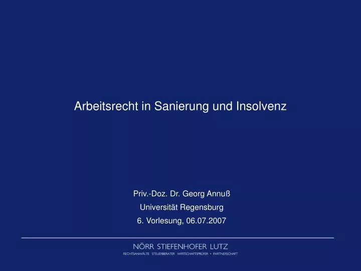 arbeitsrecht in sanierung und insolvenz