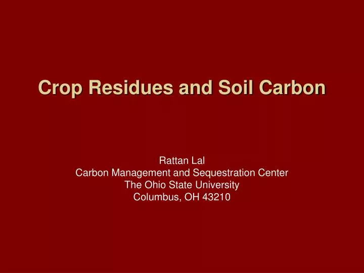 crop residues and soil carbon