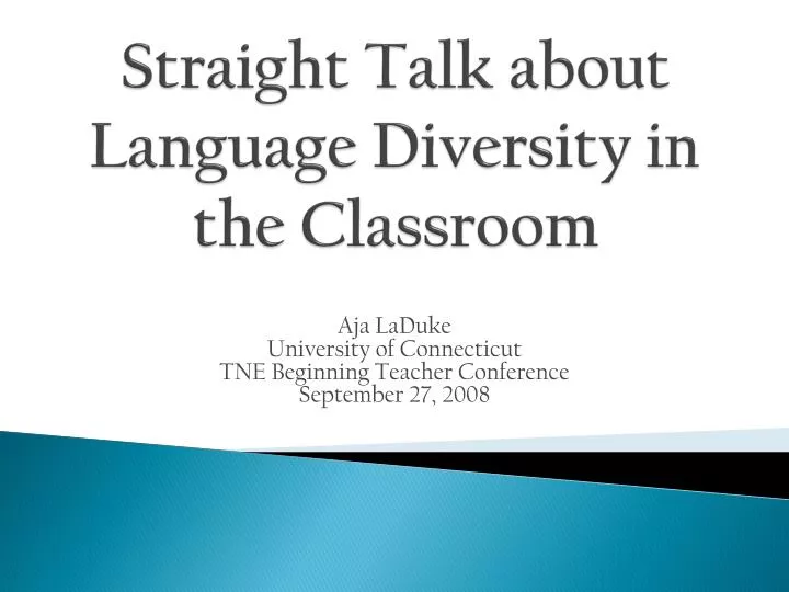 straight talk about language diversity in the classroom