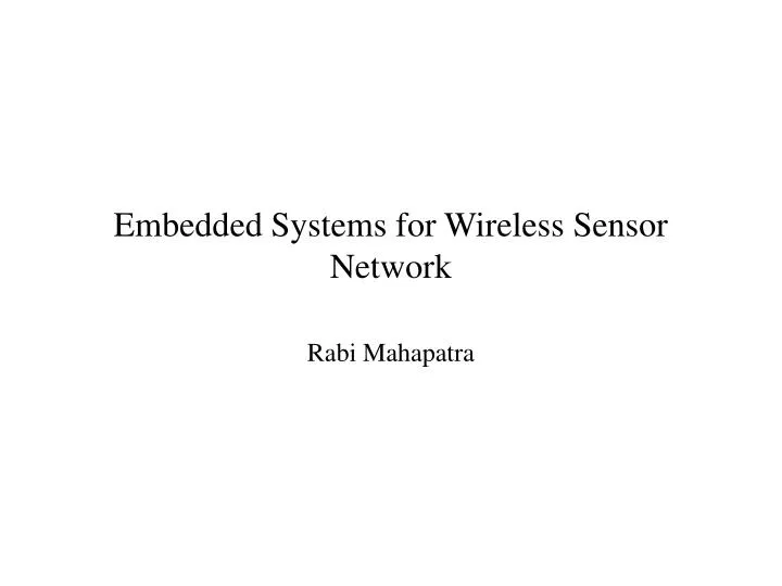 embedded systems for wireless sensor network