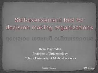 Self-assessment tool for decision making organizations