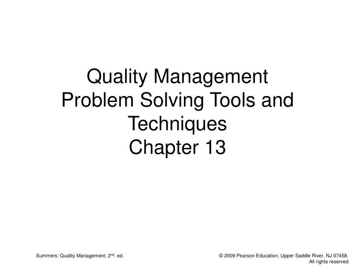 quality management problem solving tools and techniques chapter 13