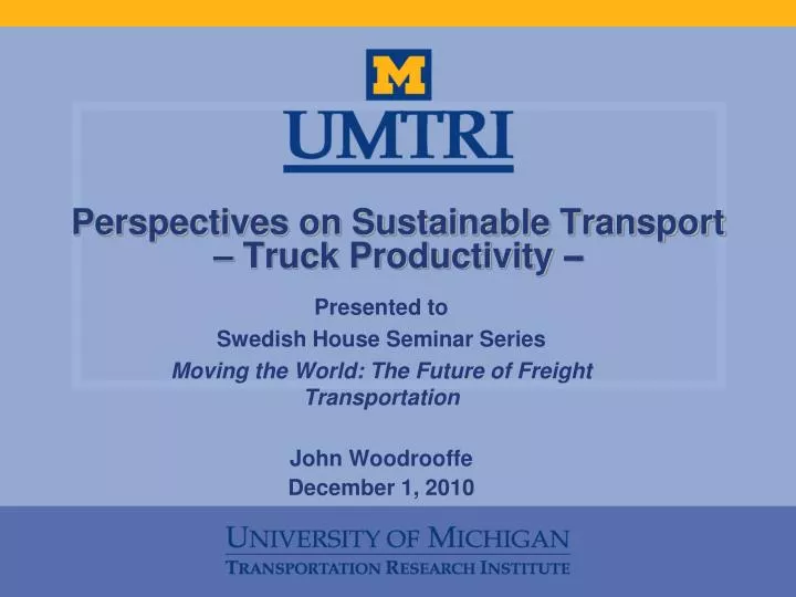 perspectives on sustainable transport truck productivity