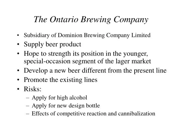 the ontario brewing company