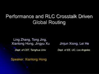 Performance and RLC Crosstalk Driven Global Routing