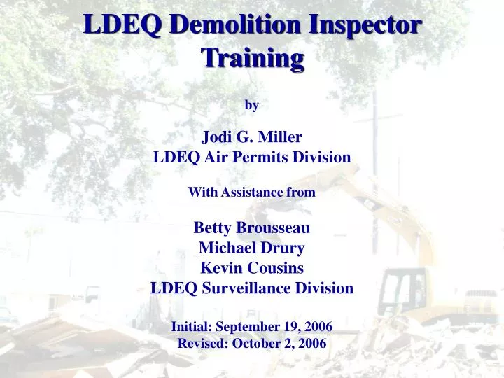 ldeq demolition inspector training