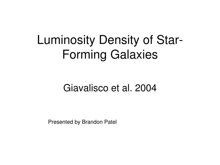 luminosity density of star forming galaxies