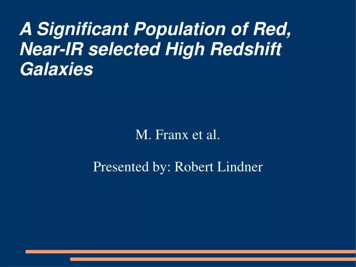 m franx et al presented by robert lindner