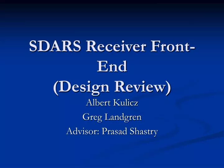 sdars receiver front end design review