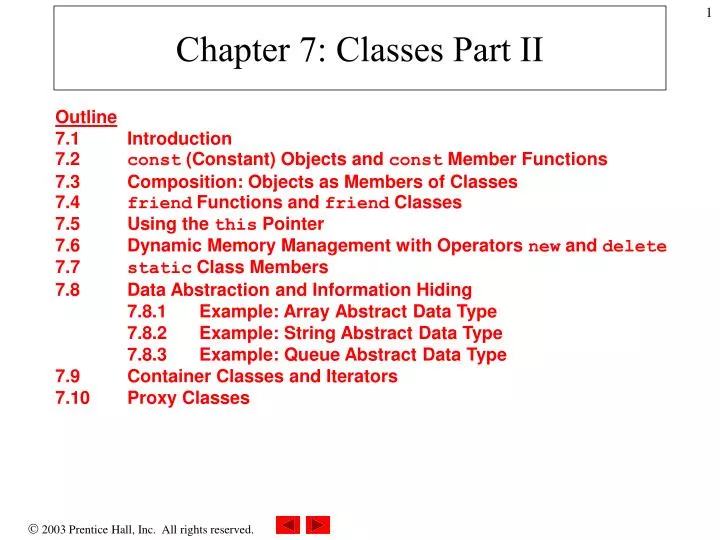 chapter 7 classes part ii