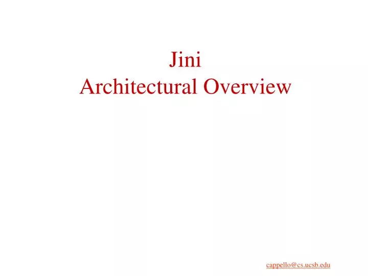 jini architectural overview