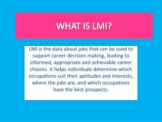 WHAT IS LMI?