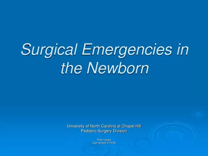 surgical emergencies in the newborn