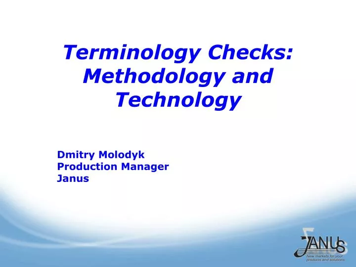 terminology checks methodology and technology