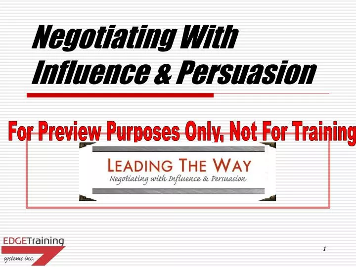 negotiating with influence persuasion