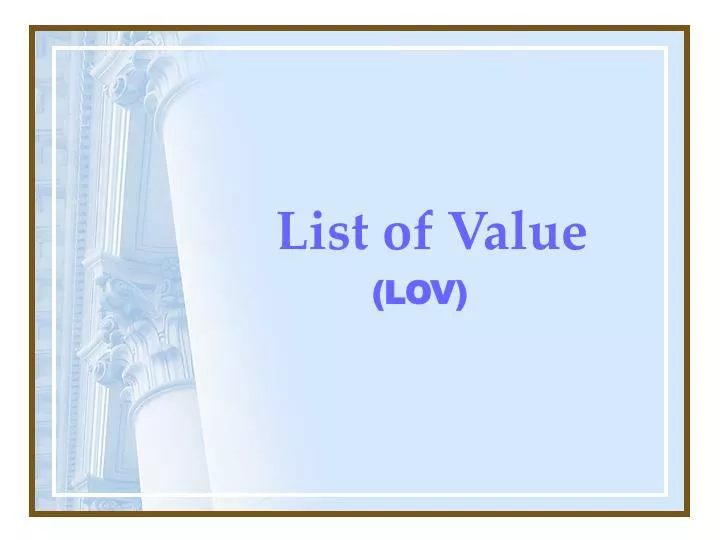 list of value