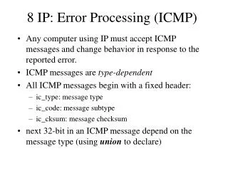 8 IP: Error Processing (ICMP)