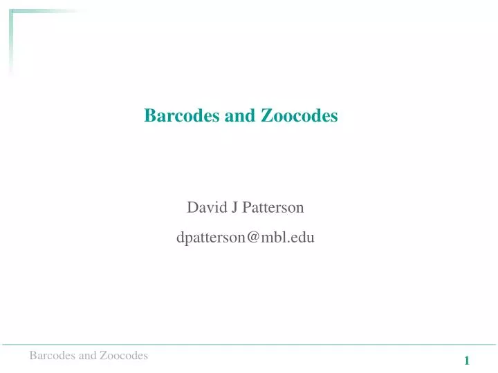 barcodes and zoocodes