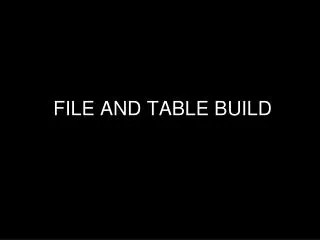 FILE AND TABLE BUILD