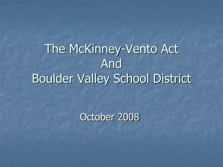 the mckinney vento act and boulder valley school district