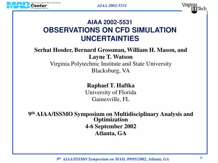 aiaa 2002 5531 observations on cfd simulation uncertainties