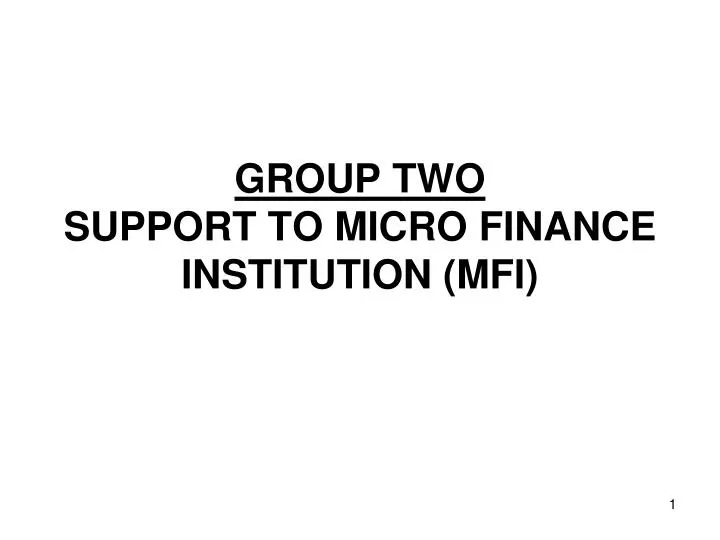 group two support to micro finance institution mfi