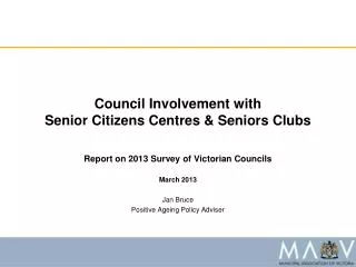 Council Involvement with Senior Citizens Centres &amp; Seniors Clubs