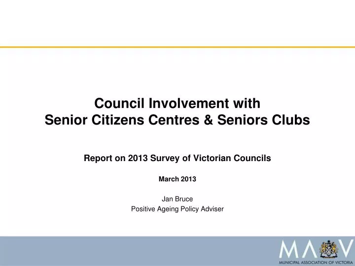 council involvement with senior citizens centres seniors clubs