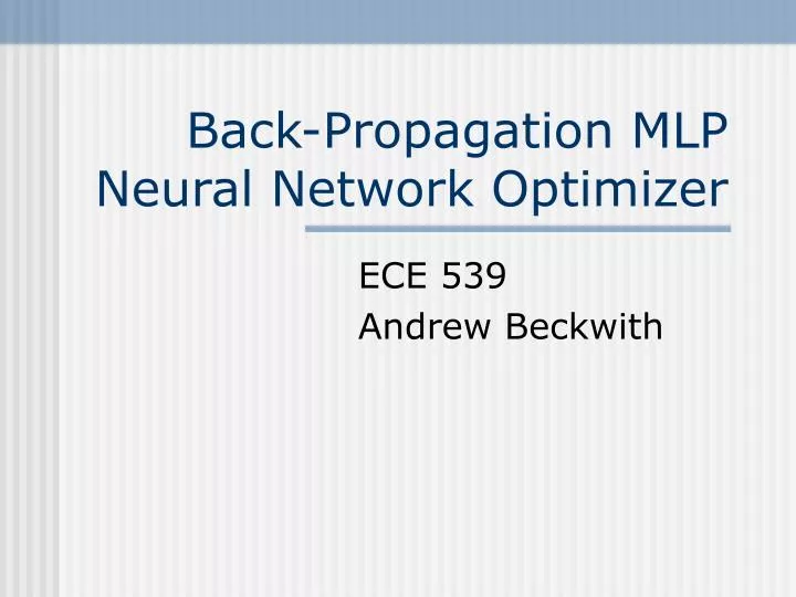 back propagation mlp neural network optimizer