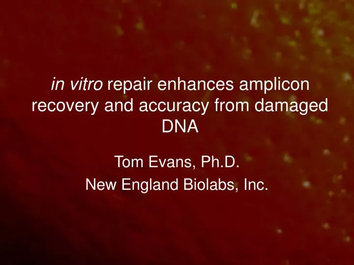 in vitro repair enhances amplicon recovery and accuracy from damaged dna