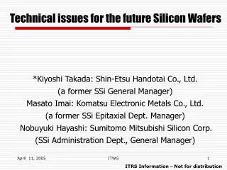 Technical issues for the future Silicon Wafers