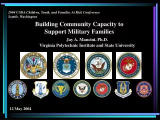 Building Community Capacity to Support Military Families Jay A. Mancini, Ph.D.