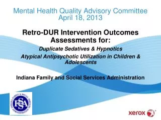 Mental Health Quality Advisory Committee April 18, 2013