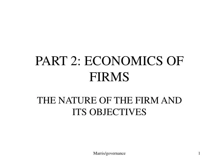 part 2 economics of firms