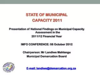 STATE OF MUNICIPAL CAPACITY 2011