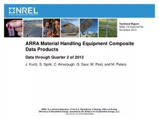 ARRA Material Handling Equipment Composite Data Products Data through Quarter 2 of 2013