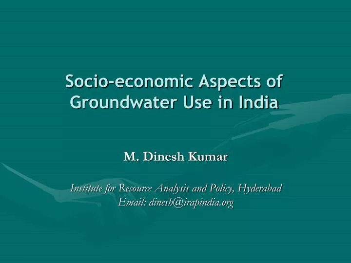 socio economic aspects of groundwater use in india